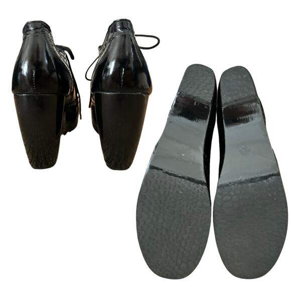 Shakuhachi Black Patent Leather Platform Wedge Oxfords – Cult Archival, Size 7 - Picture 7 of 7